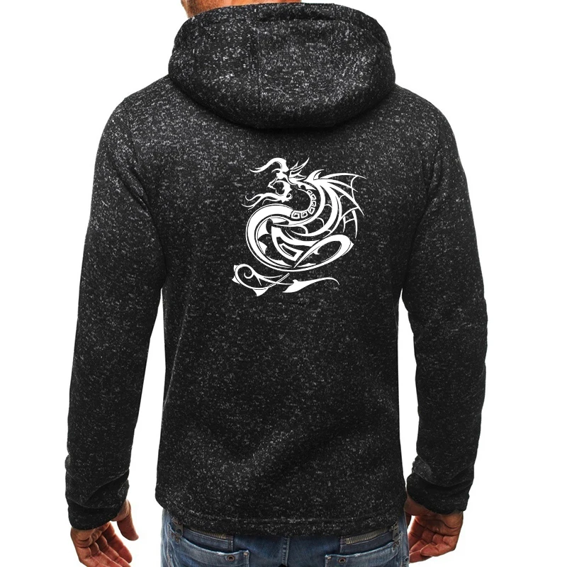 

Dragon Print Zipper Hoodie High Quality Sweatshirt Jacket For Men