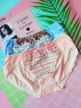 

plus-size girl sweet cotton fabric briefs low waist tanga string thong panties women underwear bragas panty culotte femme