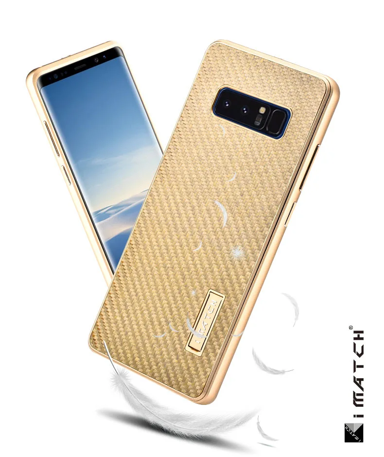 iMatch Luxury Aluminum Metal Bumper Carbon Fiber Back Cover Case for Samsung Galaxy Note 8