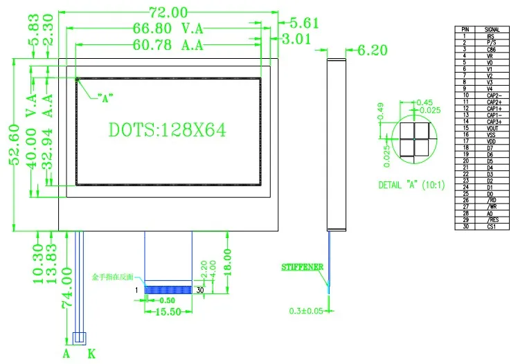 3,0 дюймов 128x64 128*64 COG 12864 ЖК-модуль st7565 контроллер 3,3 V/5 V серый FSTN подсветка 30PIN 8080 Параллельный интерфейс