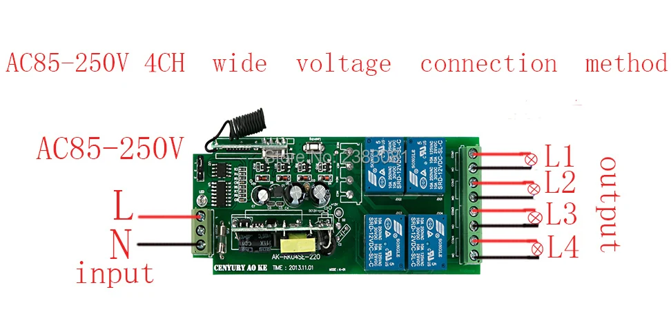 85 v~ 250 V 110 V 220 V 230 V 4CH RF Беспроводной дистанционного Управление реле безопасности Системы гаражные ворота и прокатки ворота электрические двери