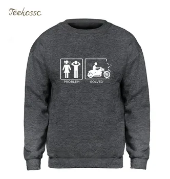 

Black Motorcycle Problem Solved Hoodie Men Funny Print Sweatshirt White Sweatshirts Winter Autumn Fleece Warm Streetwear Homen
