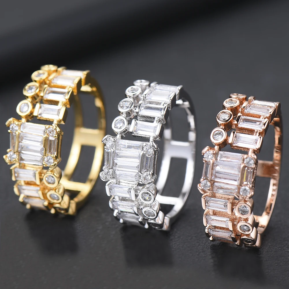 

missvikki 3 Colors Engagement Ring Bague Femme Fingers Rings For Women Bridal Wedding Clear Cubic Zirconia charms silver 925