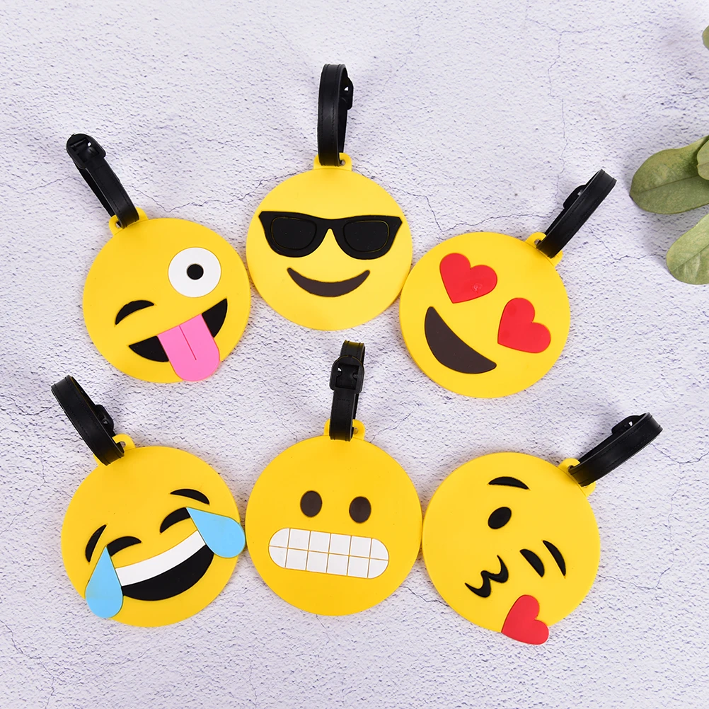 Новый 1 шт. Творческий Emoji силикагель чемодан держатель ID адрес Багажа интернат тегов Портативный этикетки Путешествия Аксессуары Чемодан