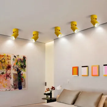 

10W clearly mounted lamp universal adjustable downlight background wall concentrated light suction top type macaron LM5181459py