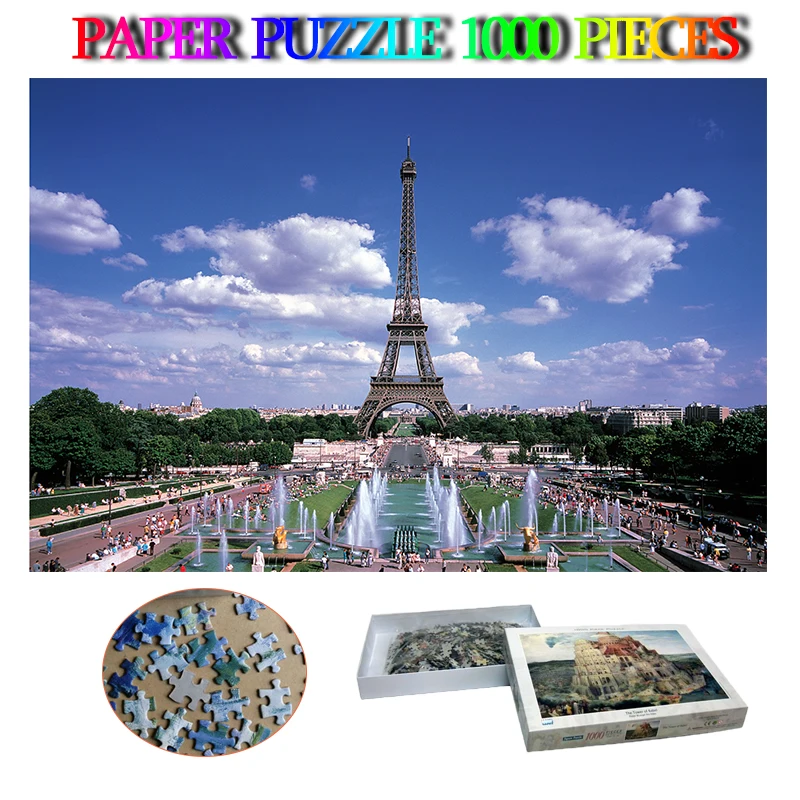 

Eiffel Tower France Famous Buildings Jigsaw Puzzle Adults 1000 Pieces City Landscape Paper Puzzles Kids Decompression Toys Gift