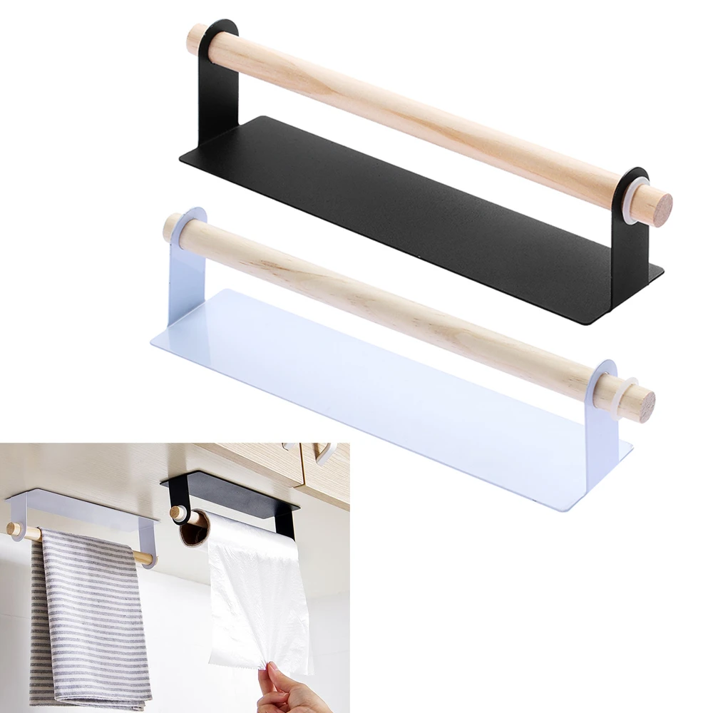 Bathroom Self-adhesive Toilet Paper Shelf Wall Hanging Towel Holder Metal