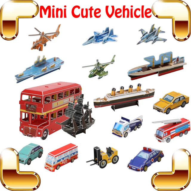 Children Day Gift Cute Vehicle 3D Puzzles Model Transportation Set