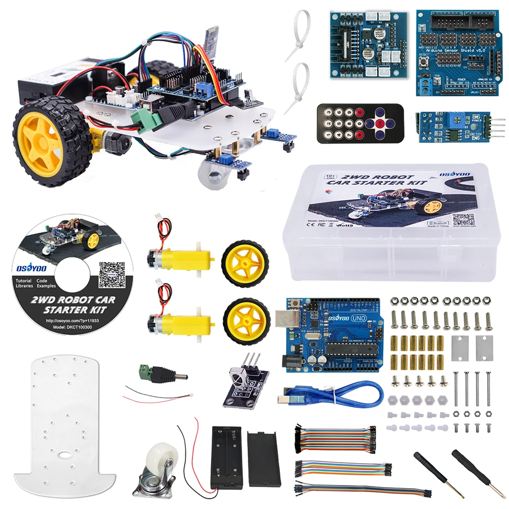 OSOYOO 2WD робот автомобиль стартовый набор для UNO R3 Arduino проект развивающая смарт-игрушка автомобиль Роботизированный набор
