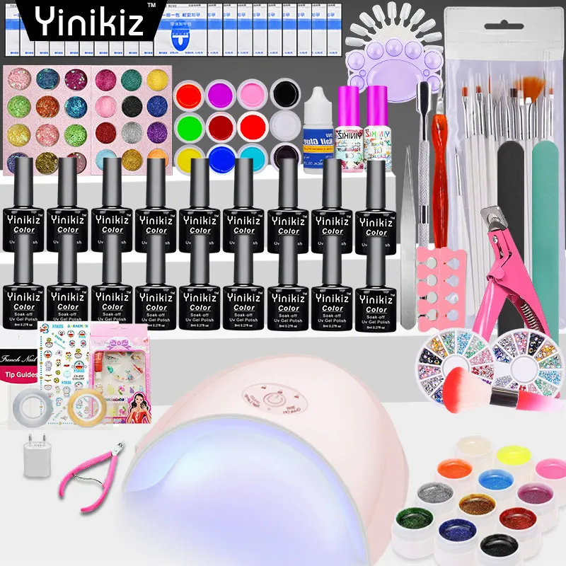 

Yinikiz Nail Art Manicure Kit 36w LED Nail Lamp Nail Glitter Powder Decoration Soak Off UV Gel Polish Kit