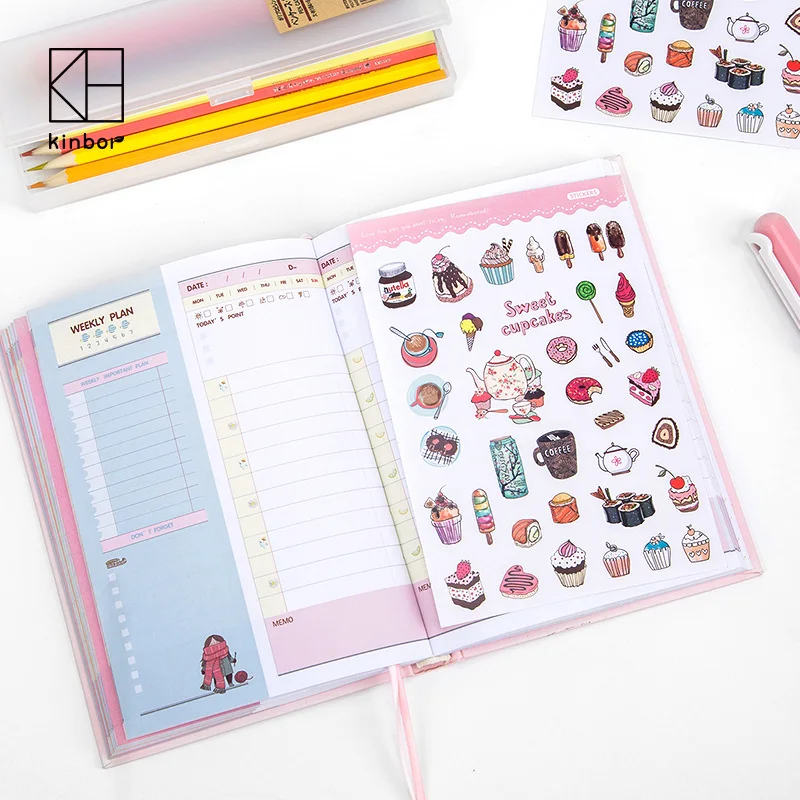 Kinbor 4 Colors Cute Planner Notebook 365 Days Personal Daily Plan book