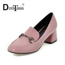 DoraTasia Big Size 34-43 Fashion Women Chunky Heels New Spring Autumn Shoes Square Toe Slip On Woman Pumps