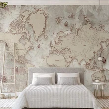 Papel pintado personalizado beibehang, Mural de pared, Estilo Vintage, viejo, americano, nórdico, mapa del mundo, TV, fondo, papel de pared