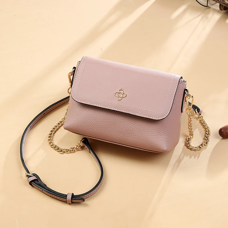 AOEO Genuine Leather Bag Female With Chains Ladies Cowhide Luxury Shoulder Handbags Girls Calfskin Crossbody Bags For Women AOEO Genuine Leather Bag Female With Chains Ladies Cowhide Luxury Shoulder Handbags Girls Calfskin Crossbody Bags For Women