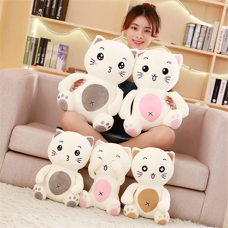 

3 color kawaii cat plush toy 35-45cm soft peekaboo playful cat rag doll plush pillow children birthday Christmas gift