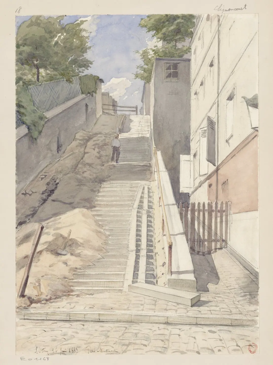 Винтажные рисунки Парижа Монмартр (1883) классические картины на холсте винтажные