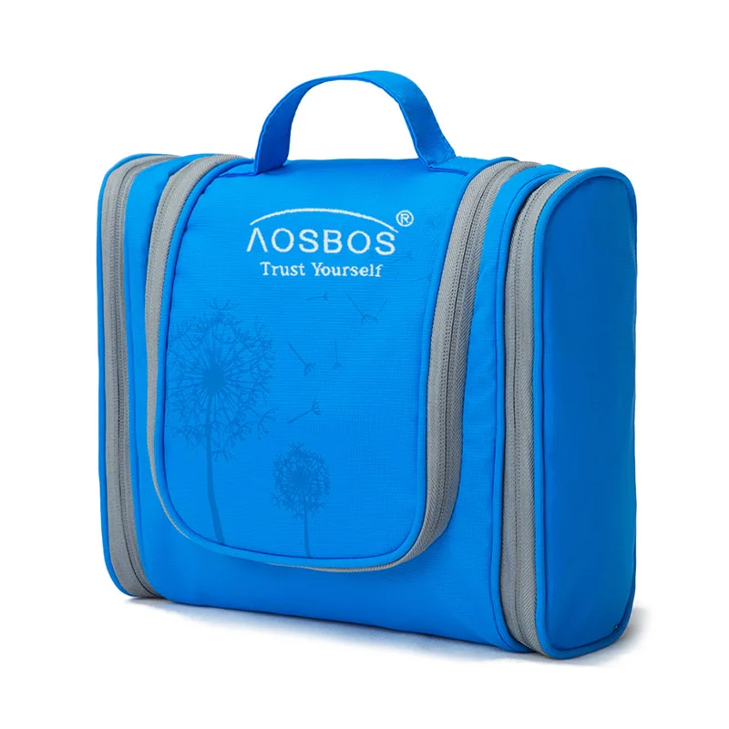 Aosbos, Большая водонепроницаемая косметичка для женщин и мужчин, нейлоновая косметичка для путешествий, органайзер, чехол, несессеры, косметический набор - Цвет: blue