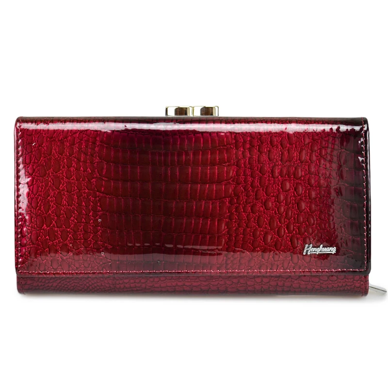 wine red HH из натуральной кожи Для женщин кошелек аллигатора длинные Hasp молнии бумажник дамы клатч кошелек новые женские роскошные Coin Кошельки - Цвет: wine red