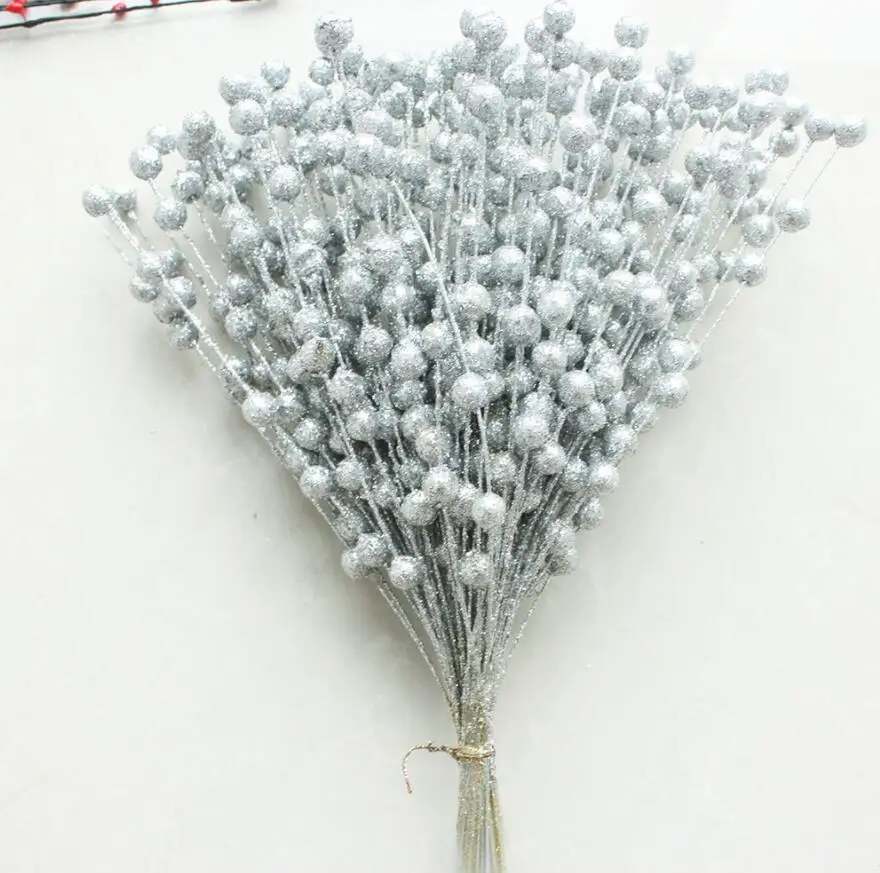 

5bundle Glitter Powder Artificial Ear of Wheat Flower Arrangement For Wedding Christmas Party Tree Venun Home Bar Decoration