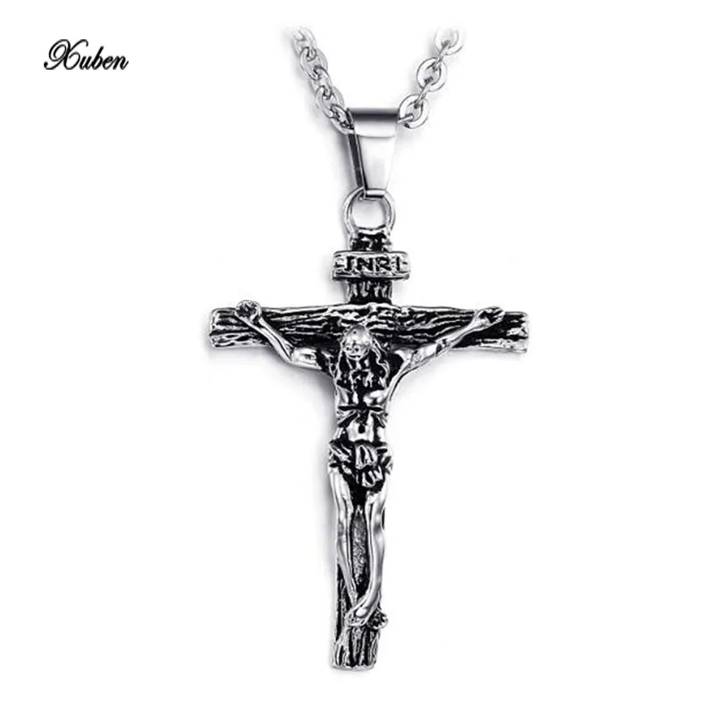 

Necklace Pendant Brand Necklace Silver Gold Color Jewelry Antique Cross Crucifix Jesus Cross Pendant Necklaces For Women Men