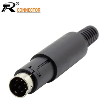 

100pcs Wholesale Mini 6 Pin DIN Male Solder Connector With Plastic Handle Soldering cables DIY