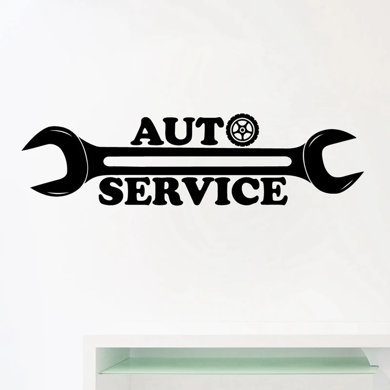 

Auto Service Logo Vinyl Wall Sticker Decals Repair Car Station Sign Art Decals Mural Art Decor Garage Wall Window Decoration