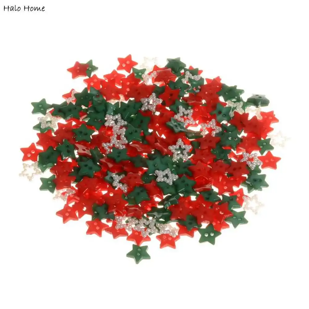 

Top Quality Resin Mixed Promotions Star Sewing Decorative 200 Pcs Christmas Color Scrapbooking 2 Holes Buttons 13mm