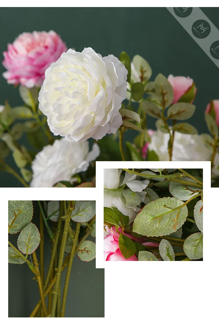 peony silk flower artificial peonies white  (2)