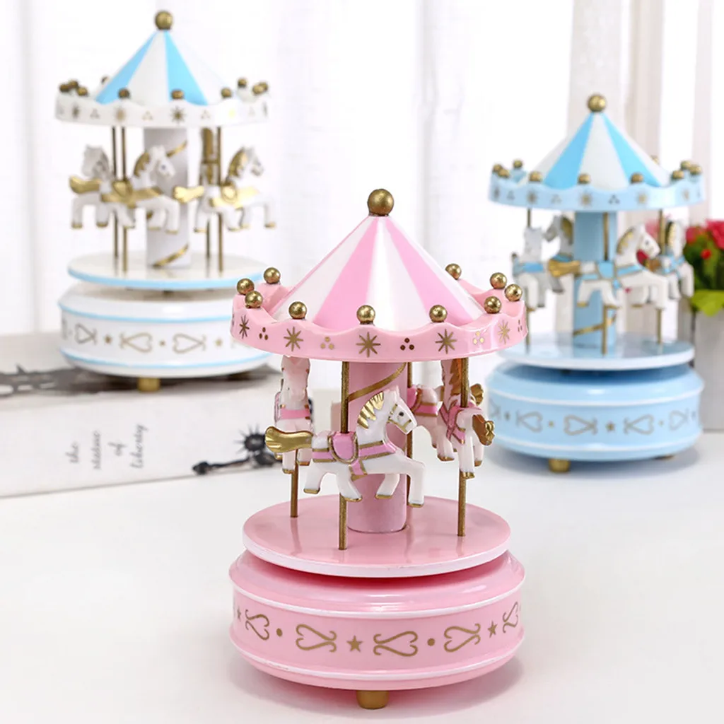 Новая музыкальная шкатулка Merry-Go-Round декор для торта Подарочная Музыкальная Коробка для дня рождения Домашний декор торт деревянный Декор ремесла дропшиппинг