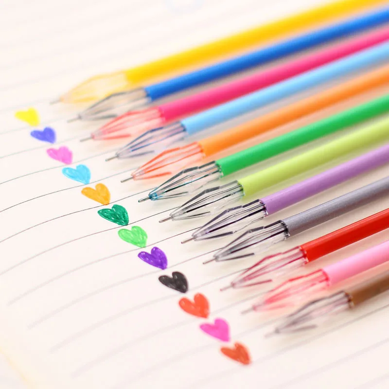 

12Colors Diamond Gel Pen Refills Set 0.38mm Cute Colorful Ink Refill for Writing Marker Creative Stationery Office School Supply