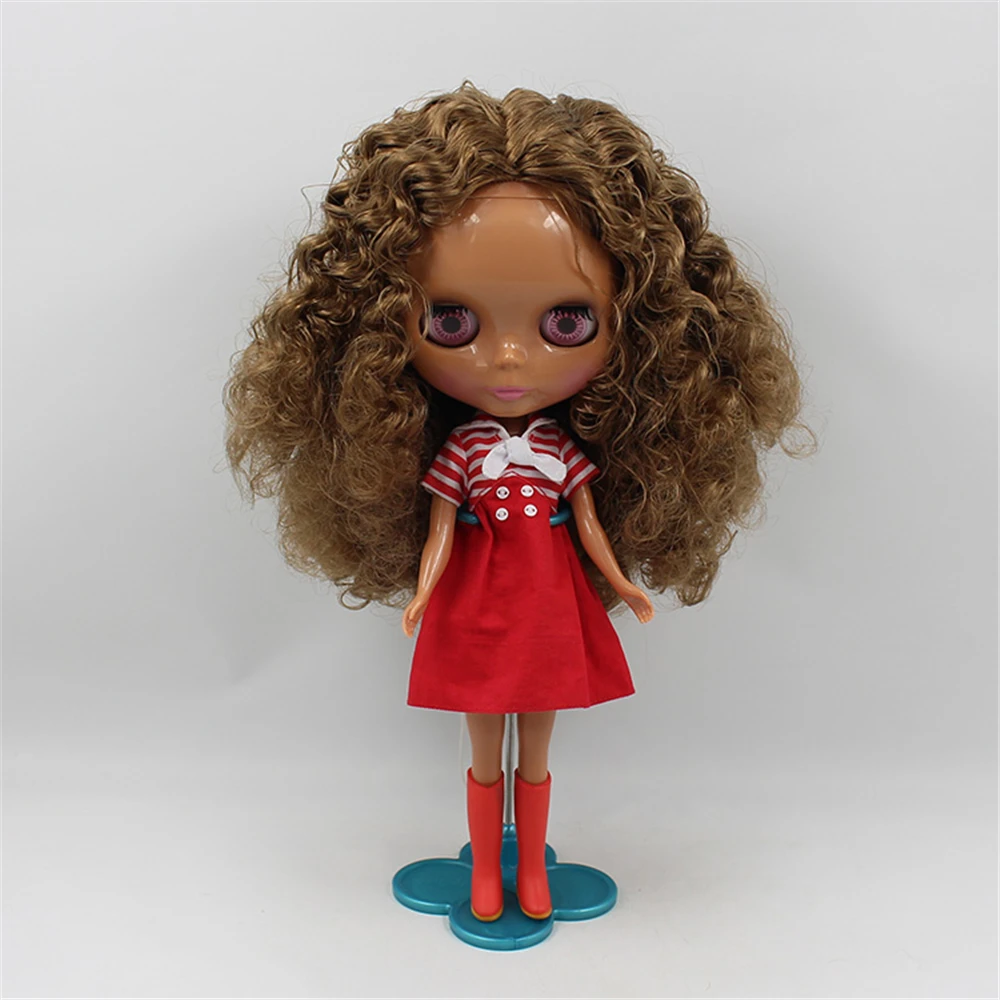Factory Blyth Doll Nude Doll 230BL0623 Brown Curly Hair Chocolate Skin 4 Colors For Eyes Suitable For DIY