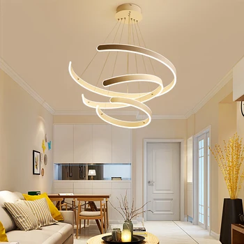 

Modern Led Chandelier Ring Lustre Lighting With Remote Control Aluminum Lamps For Dinning Room Bedroom Restaurant Avize Fixtures