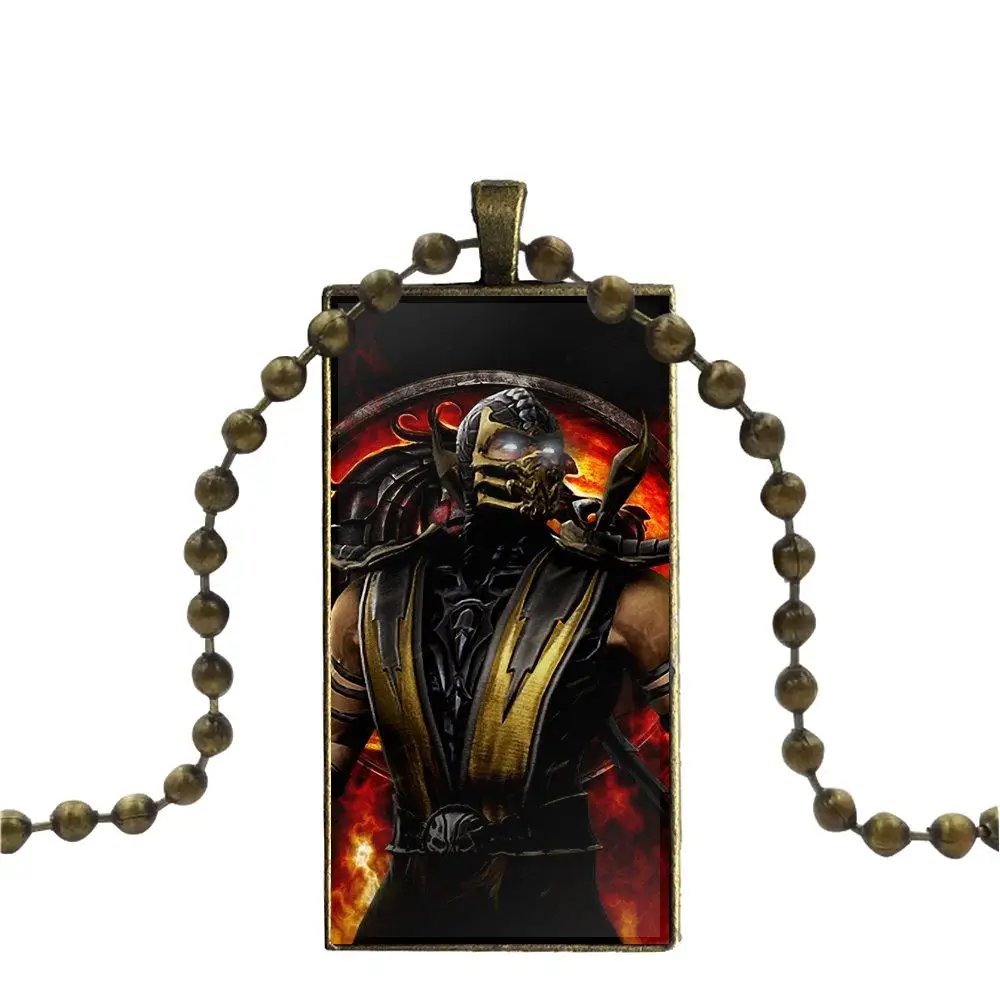 EJ glaze Scorpion Mortal Kombat ювелирное изделие с бронзовым покрытием стекло колье кабошоном
