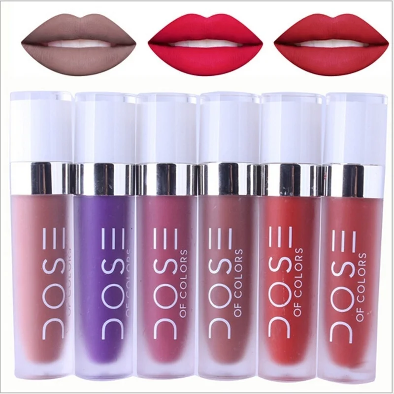 12 Colors Brand Long Lasting Liquid Lipstick Lip gloss DOSE OF COLORS Matte Liquid Lipstick Bare With Me