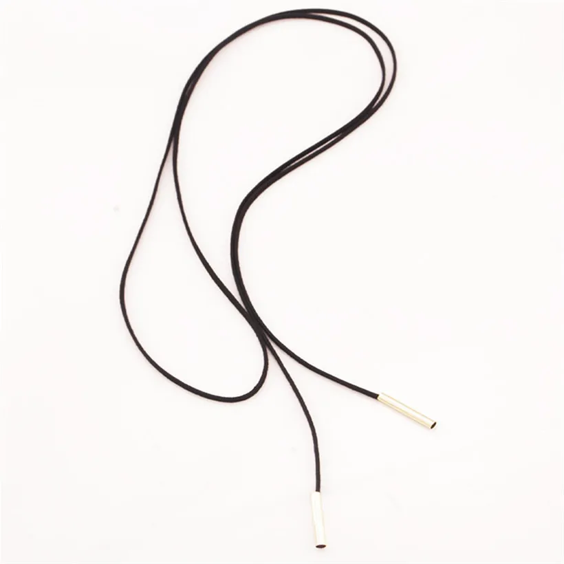 Long Black Leather Choker Necklace