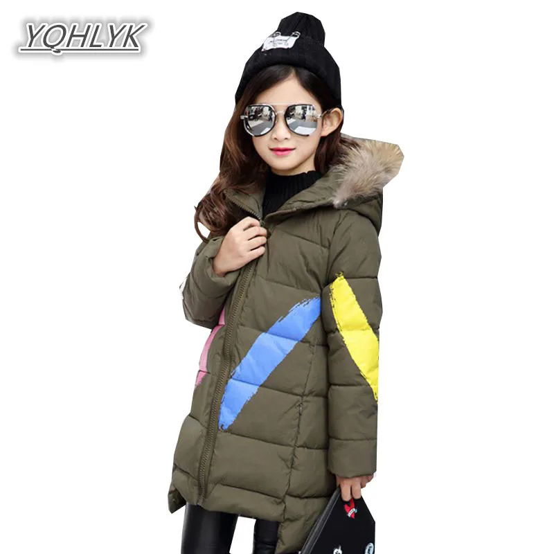 

Children Winter Girl Cotton coat Fashion Hooded Warm Jacket Thicken Girl Cotton Long kids parka Outerwear & Coats LK060