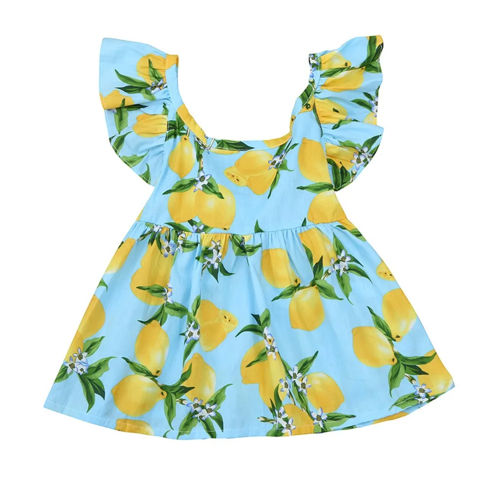 

Peridemes Fashion Dresses for Girls and Newborn Baby Toldder Girls Lemon Print Backless Princess Dress OutfitsClothes