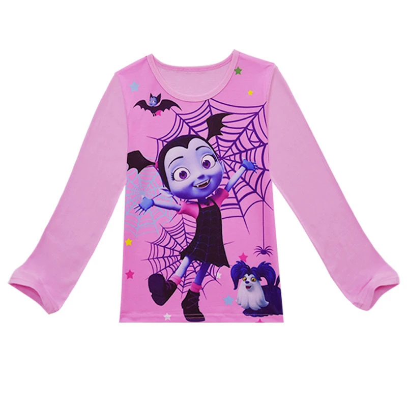 Осенняя Рождественская пижама для девочек с изображением вампира; комплект одежды для детей с изображением вампира; одежда для сна с длинными рукавами; Пижамный костюм; комплект из двух предметов для сна