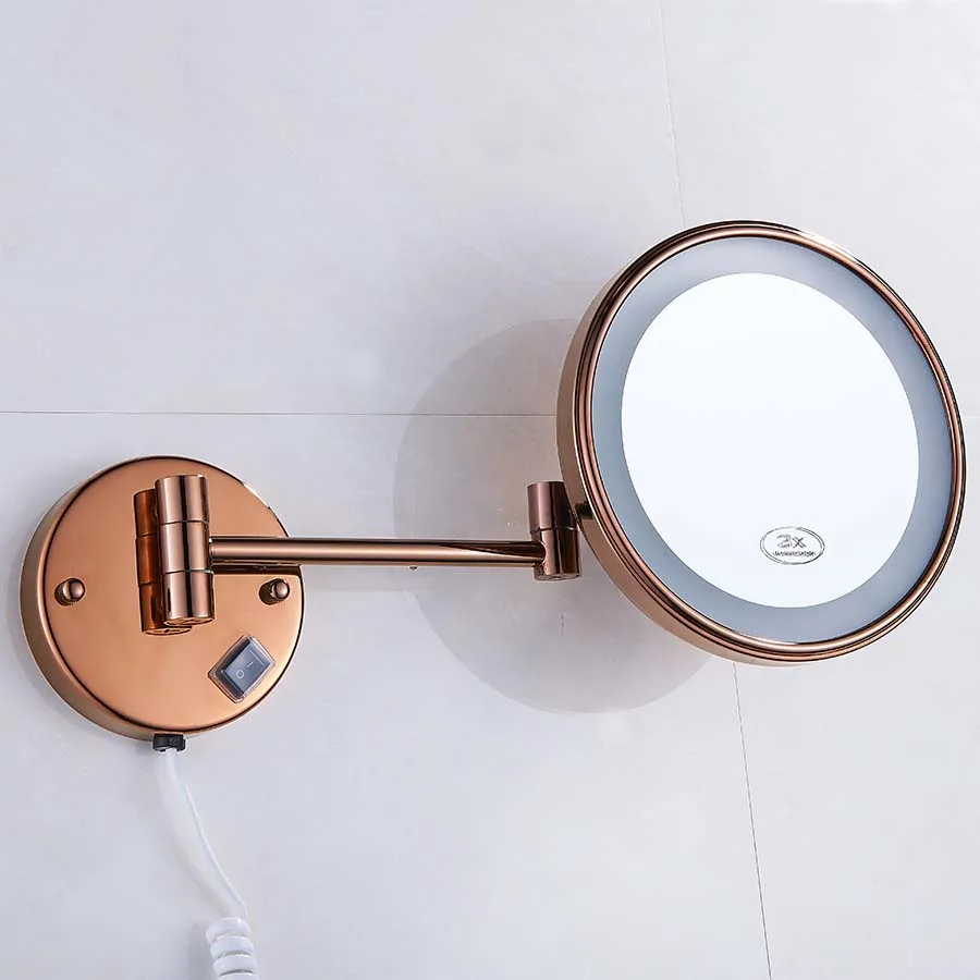 Латунный СВЕТОДИОДНЫЙ светильник Зеркало для ванной комнаты " Круглый односторонний 1X/3X/5X ванная комната косметическое настенное увеличительное зеркало E