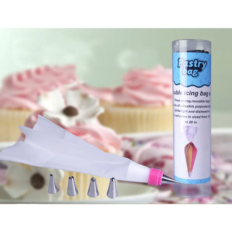 

Double Two Color Silicone Icing Piping Cream Pastry Bag +5 Stainless Steel Nozzle Set DIY Cake Decorating Tools