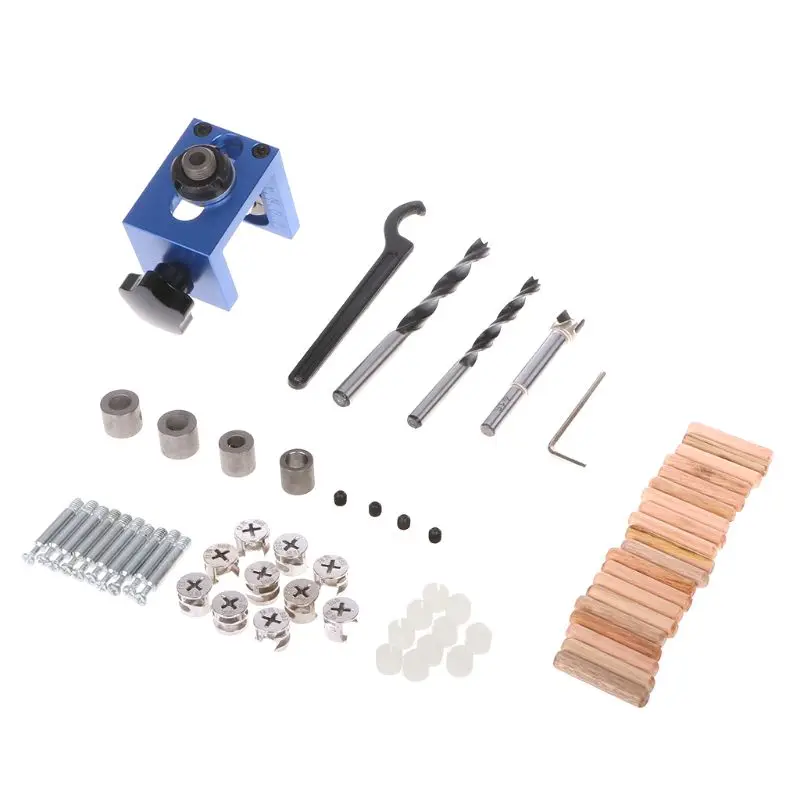 

Woodworking Drilling Locator Guide Wood Dowel Hole Jig Drill Bit Kit Carpentry Positioner Tool