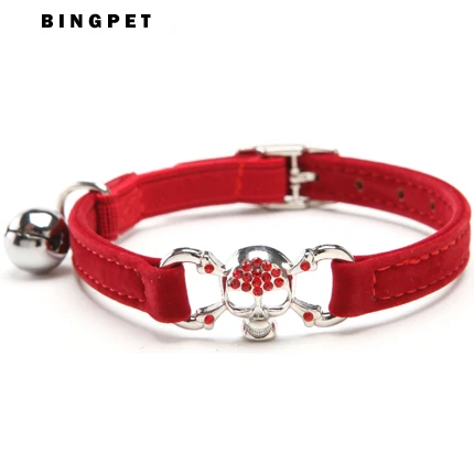 Горячие Bling пиратский череп Бархатный кот воротничок товары для животных амулеты