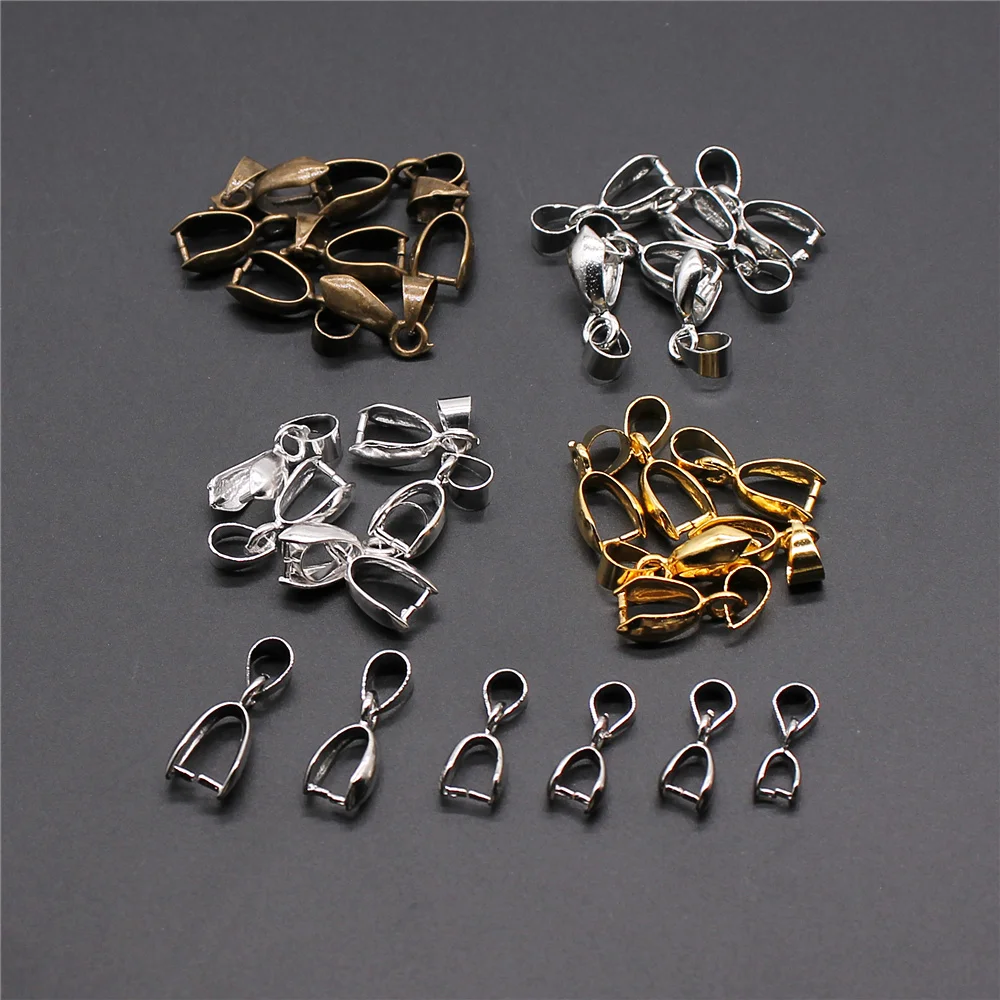 

30pcs 4 Colors Pendant Clip Clasp Pinch Clip Bail Pendant Connectors Bail Beads Jewelry Findings Accessories Copper Material