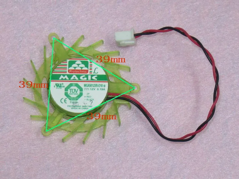 

MGA5012XR-O10 45mm Graphics / Video Card Cooler Fan Replacement 39mm 12V 0.19A 2Wire 2Pin for 7600GT 7900GS 7900GT 7950GT