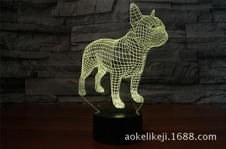 Французский бульдог Usb 3D свет красочный сенсорный светодиодный визуальный свет окружающей среды настольная лампа