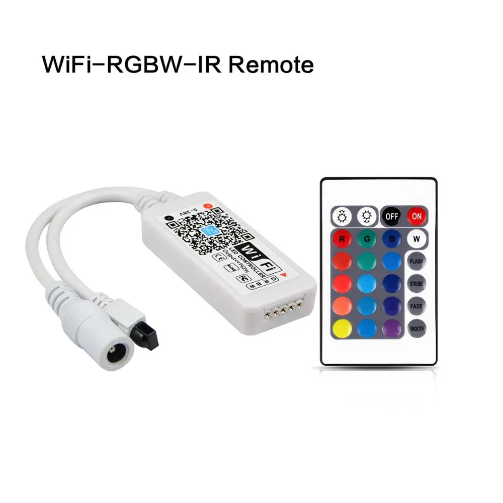 DC 5 в 12 В 24 в WiFi/Bluetooth RGB/RGBW светодиодный ИК-пульт для телефона Android IOS APP контроллер Диммер для светодиодной ленты 5050 - Цвет: WIFI RGBW ADD IR