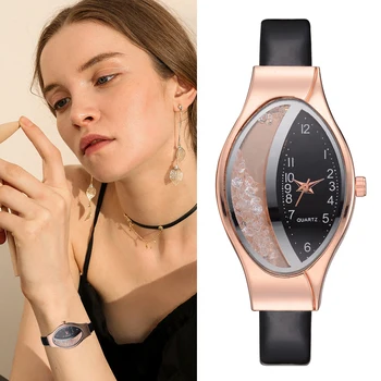 

Semilunar Flow Sand Ellipse Woman Fine Strap Small Dial Watch Luxury Brand Bracelet Wristwatch Ladies Dress Clocks