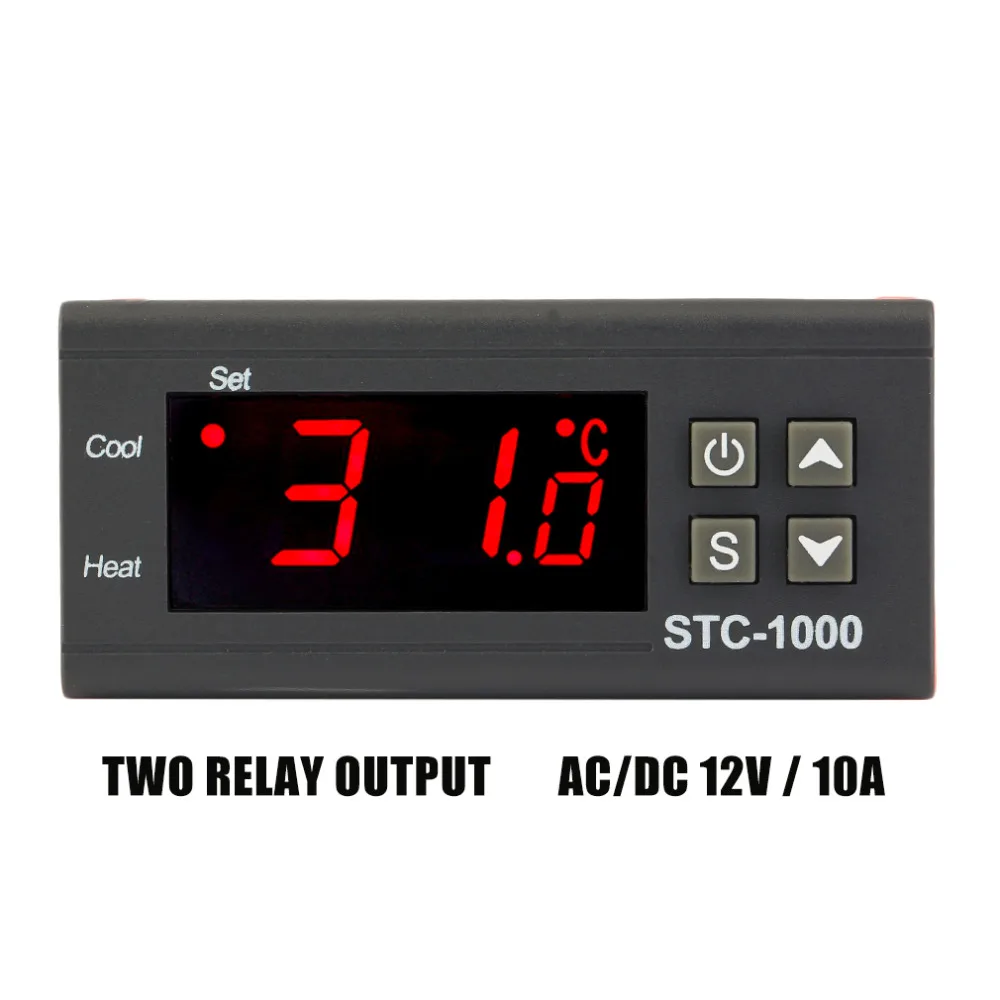 STC-1000 10 А AC/DC 12 В 24 в 110 В 220 в два релейных выхода цифровой регулятор температуры термостат-50~ 99C 1 м датчик для инкубатора