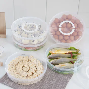 

Multi-function Circular Transparent Kitchen Food Storage Containers Frozen Dumplings Boxes of Plastic Health Plastic Storage Box