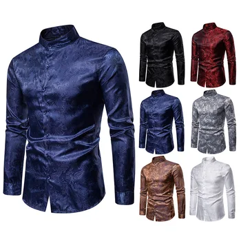 

Men Shirt Long Sleeve High-grade silk printing Men Dress shirts